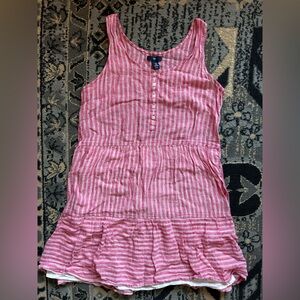 Y2K GAP Pink and White Striped Buttoned Dress